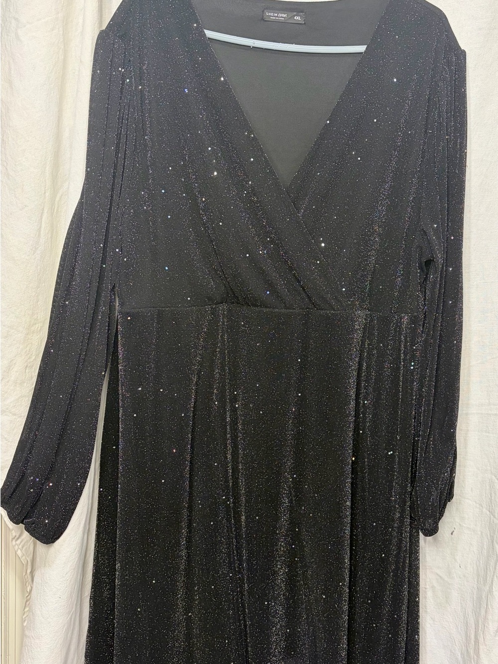 SHEIN Black Sparkle Wrap Maxi Dress